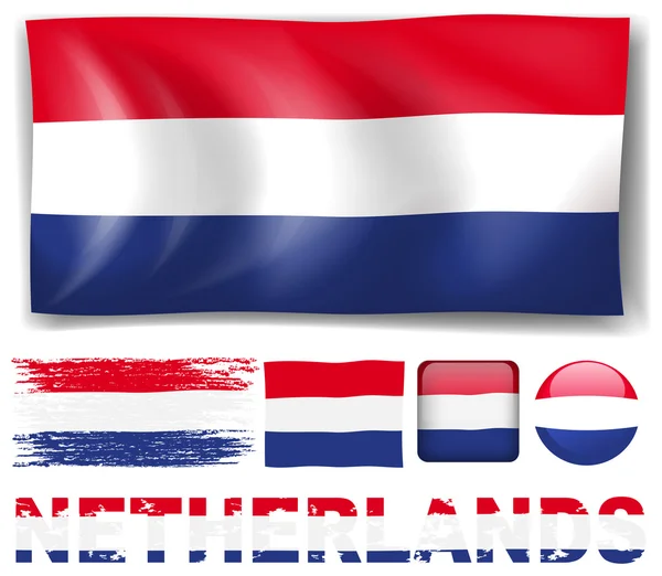 Netherland vlag in verschillende designs — Stockvector