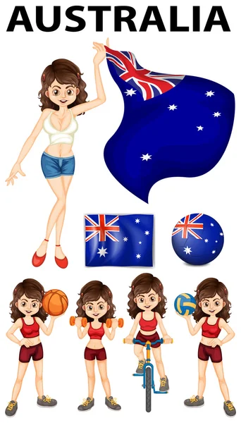 Drapeau de l'Australie et de nombreux sports — Image vectorielle