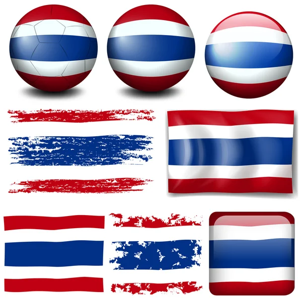 Bandera de Tailandia en diferentes artículos — Vector de stock