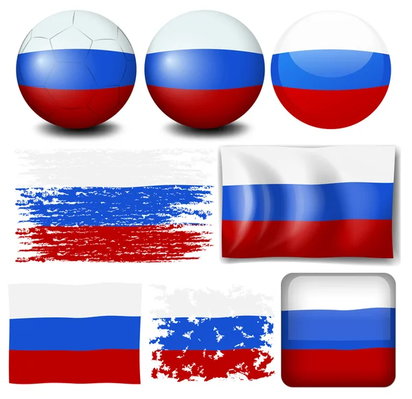 Bandera de Rusia en diferentes artículos — Vector de stock