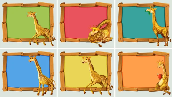 Houten frame ontwerp met giraf — Stockvector