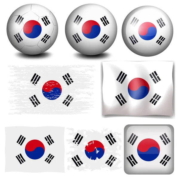 South Korea flag on different objects — Stock Vector