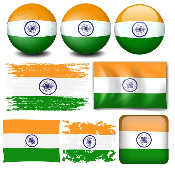 India flag on different objects — Stock Vector