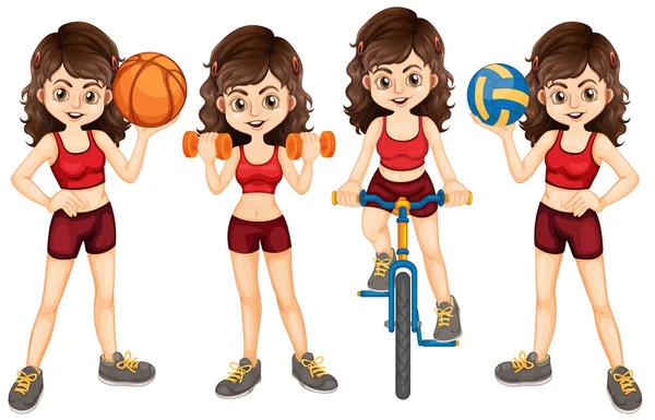 Woman athlete doing different sports — Stock Vector