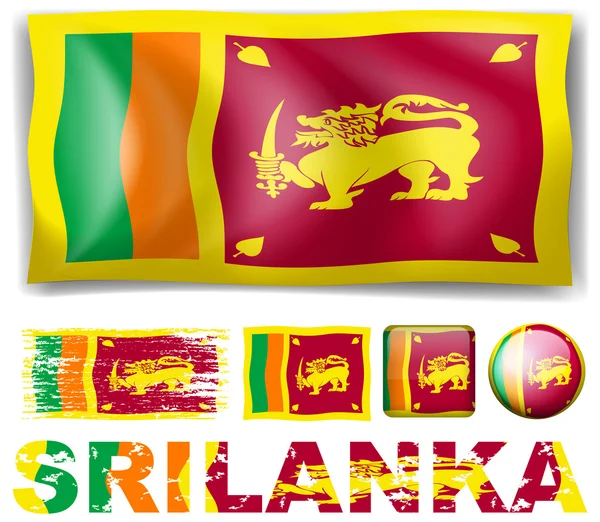 斯里兰卡国旗在不同的设计 — 图库矢量图片