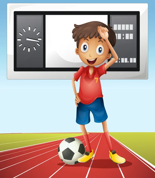Soccer player and score board — Stock Vector