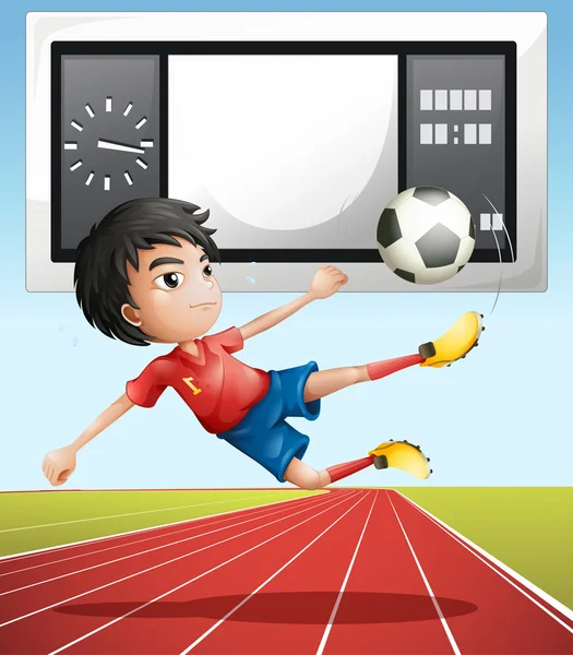 Footballeur sur le terrain — Image vectorielle