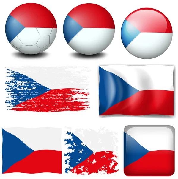 Czech Republic flag in different designs — Stock Vector
