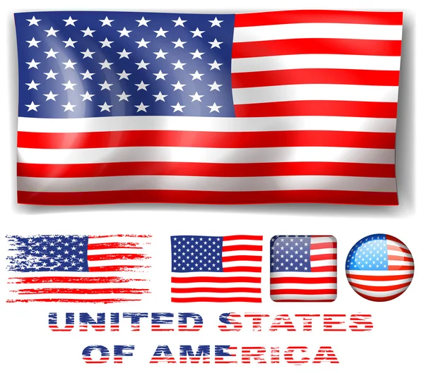 Belirtilen Amerika bayrağının farklı tasarımlar — Stok Vektör