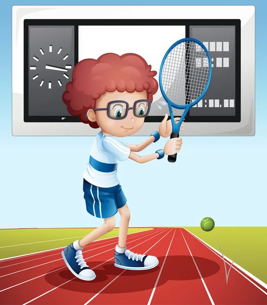 Joueur de tennis sur le terrain — Image vectorielle