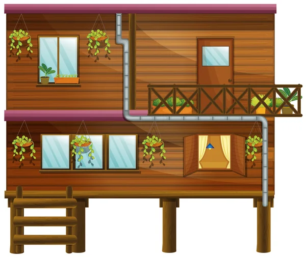 Wooden house with two stories — Stock Illustration Wooden house with two stories Royalty Free Stock Vectors