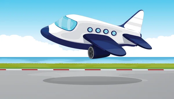 Flugzeug fliegt von der Landebahn — Stockvektor
