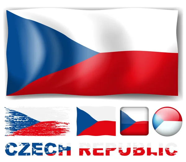 Cseh Köztársaság lobogója, különböző design — Stock Vector
