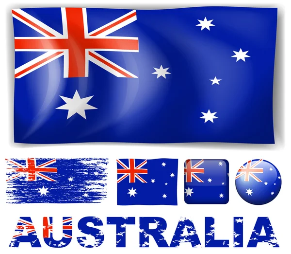 Australië vlag in verschillende designs — Stockvector