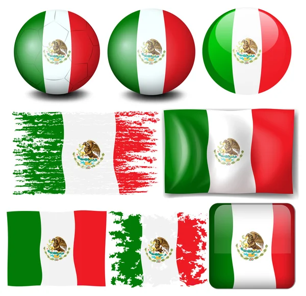 Mexico flag in many design — Stock Vector