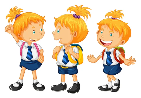 Niños en uniforme escolar — Vector de stock