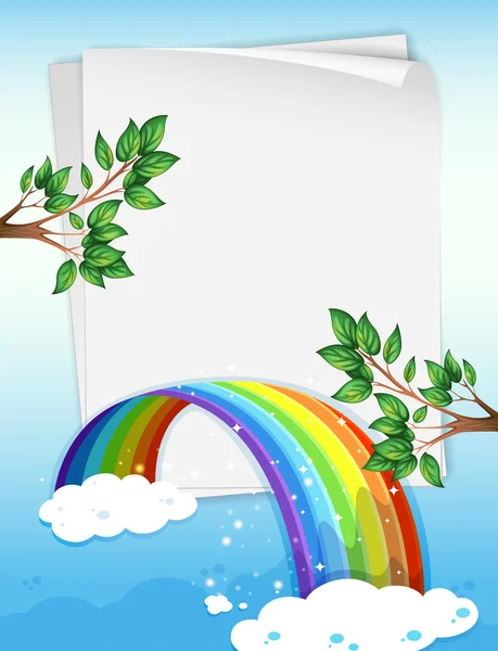 Paper design with rainbow and branches — Stock Vector