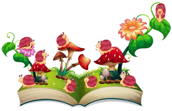 Βιβλίο των σαλιγκαριών στον κήπο — Διανυσματικό Αρχείο