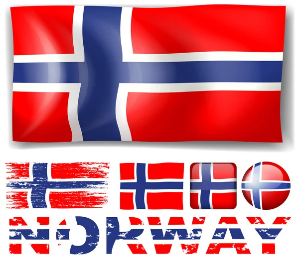 Bandera de Noruega en diferentes diseños — Vector de stock