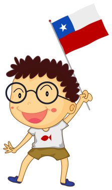 Küçük çocuk Şili bayrağı tutarak