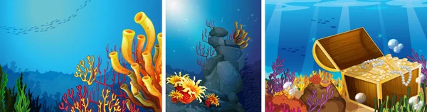 Adegan bawah air dengan terumbu karang - Stok Vektor