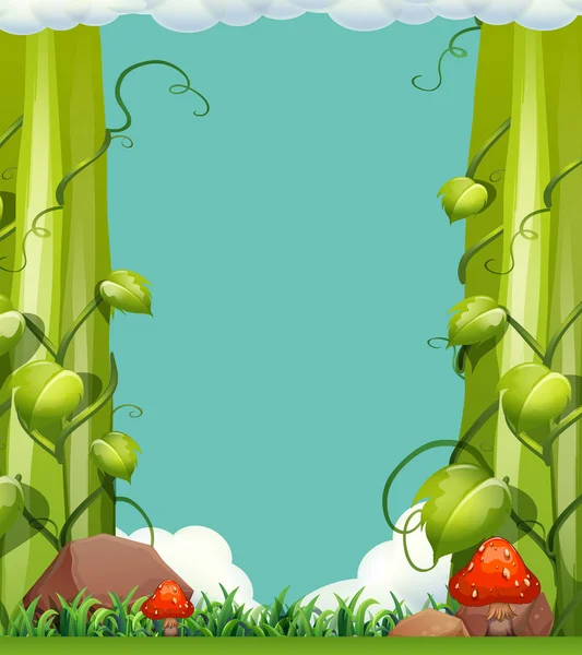 Scène avec vigne et champignons — Image vectorielle