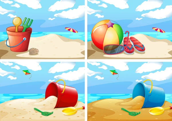 Adegan dengan pantai dan mainan - Stok Vektor