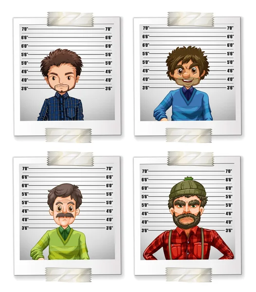 Cuatro fotos de hombres en la tarjeta de identificación — Vector de stock