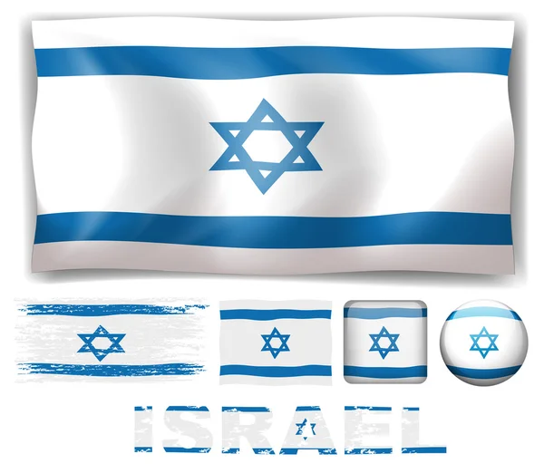 Israel flag in different designs — Stock Vector