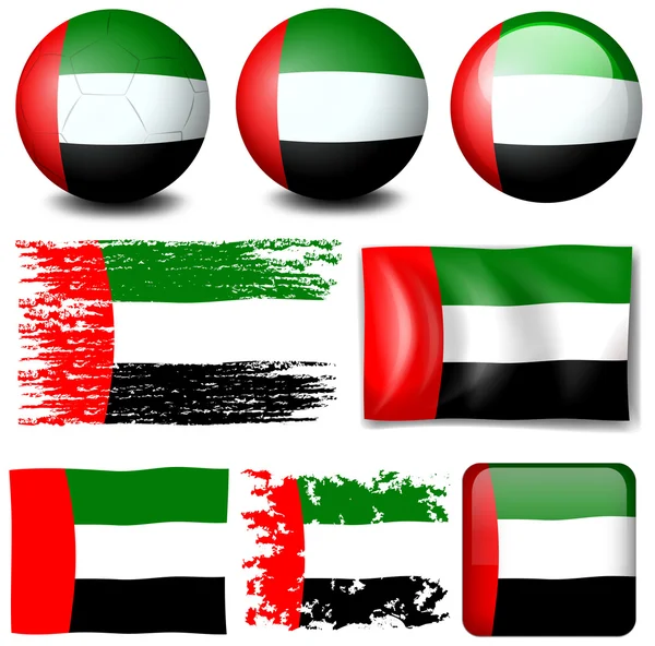 Vereinigte Arabische Emirate-Flagge in verschiedenen Ausführungen Stockvektor