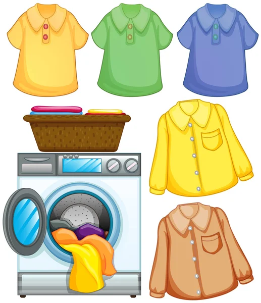 Washing machine and cleaned clothes — Stock Vector