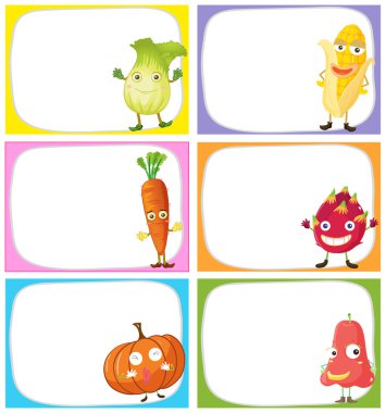 Sebze ve meyve ile etiket tasarımı