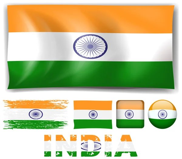 India flag in different designs — Stock Vector