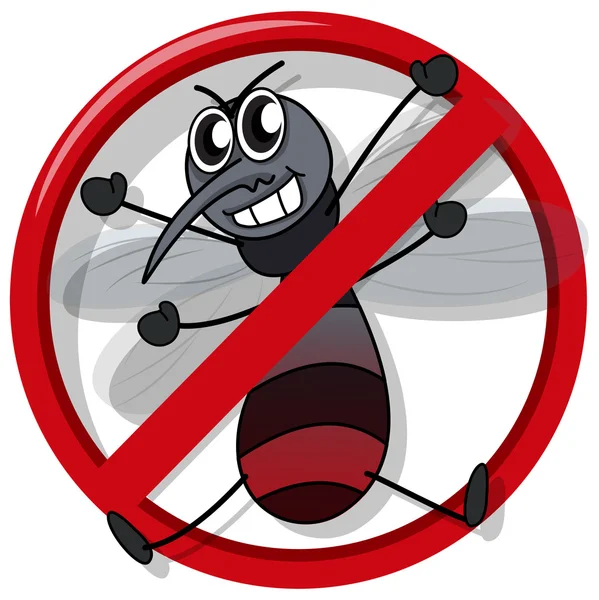 No hay letrero de mosquito en blanco — Vector de stock