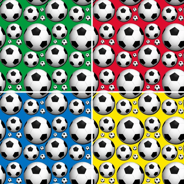 Seamless soccer balls on colors background — Stock Vector