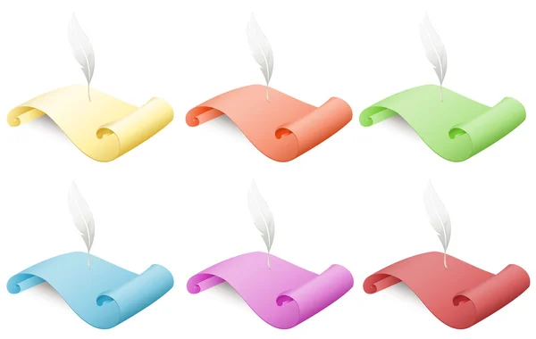 Papaper en pen in verschillende kleuren — Stockvector