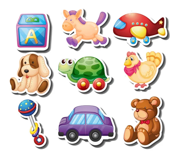 Toy stickers on white background — Stock Vector