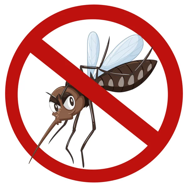 Nenhum sinal de mosquito no branco — Vetor de Stock