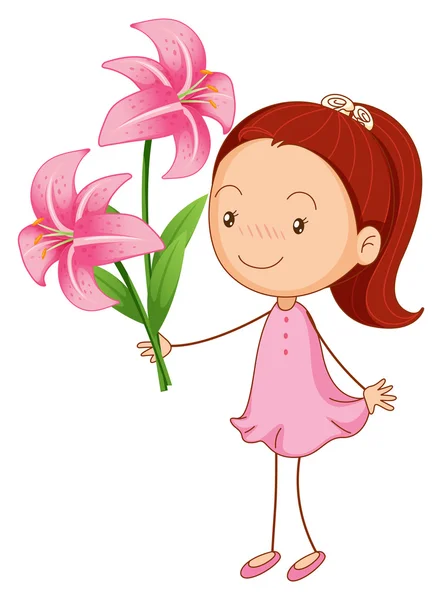 Dívka a růžová lilie — Stockový vektor