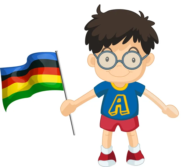 Spor olayı için bayrağı taşıyan çocuk — Stok Vektör