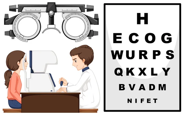 Eye doctor and patient — Stock Vector