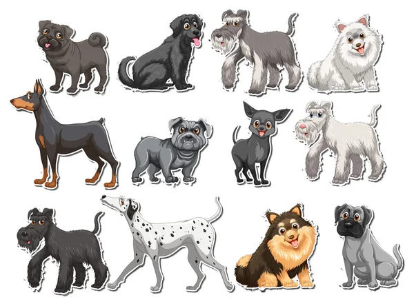 Sticker ensemble de chiens pour animaux de compagnie — Image vectorielle