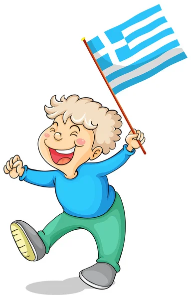 Niño con bandera de Grecia — Archivo Imágenes Vectoriales