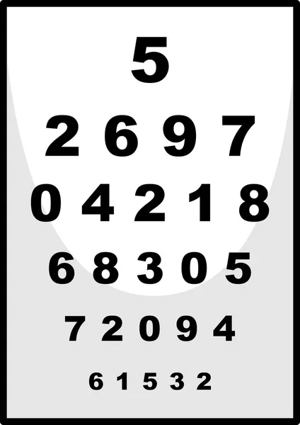 Tabla numérica utilizada para el oftalmólogo — Archivo Imágenes Vectoriales