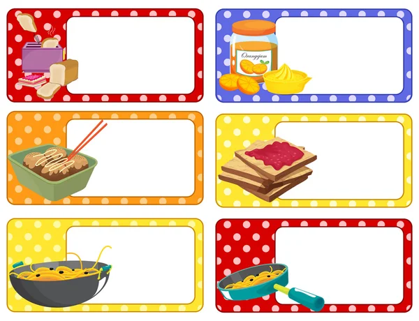 Square labels with food — Stock Vector