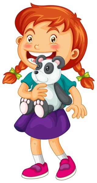 Little girl holding panda bear — Stock Vector