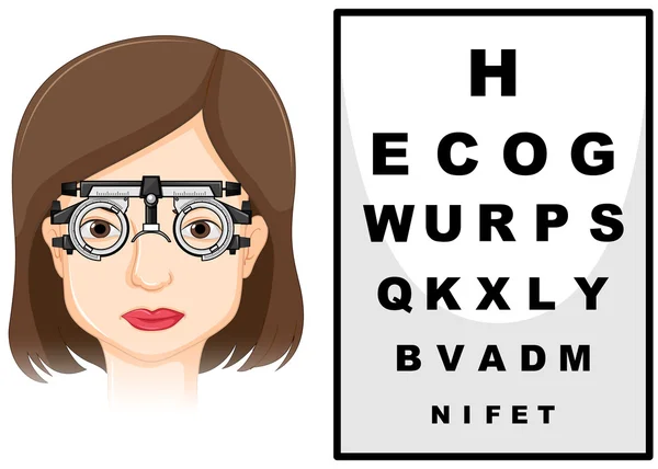 Patient having her eyes checked — Stock Vector