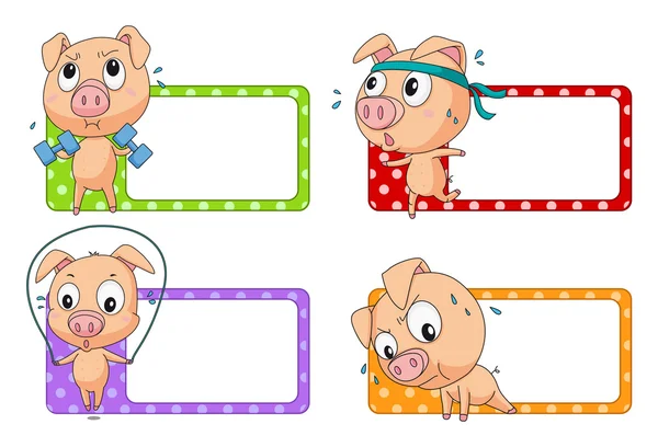 Дизайн етикетки з вправами свиней — стоковий вектор