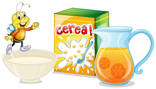 Cereal dan jus jeruk untuk sarapan - Stok Vektor