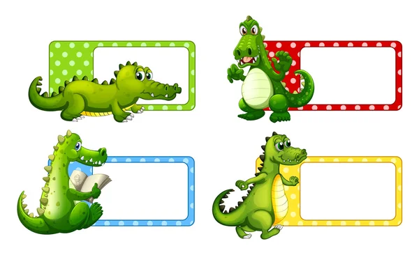 Étiquettes Polkadot aux crocodiles — Image vectorielle